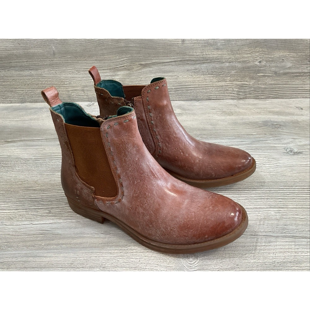 ROAN BY BEDSTU Hostile Almond Distressed Leather Ankle Boots Womens Size 7.5